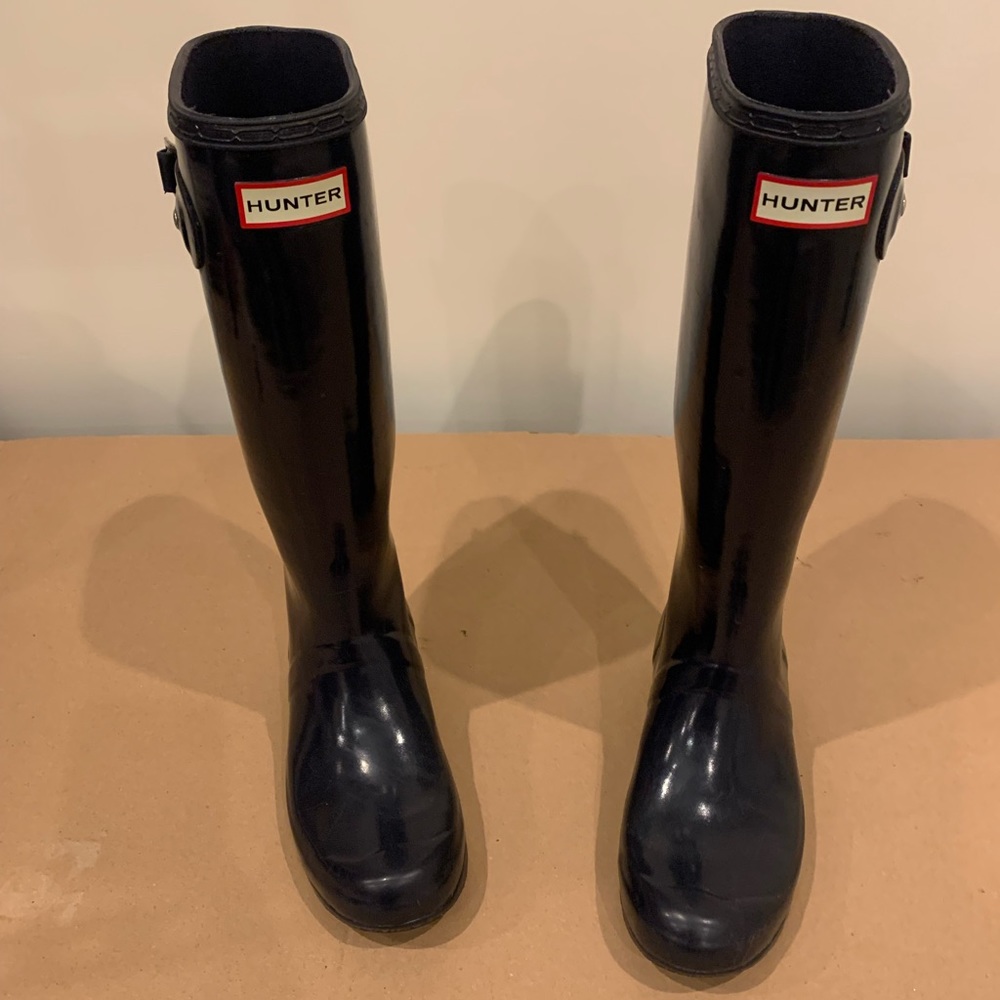 Women's Hunter Navy Rain Boots Glossy